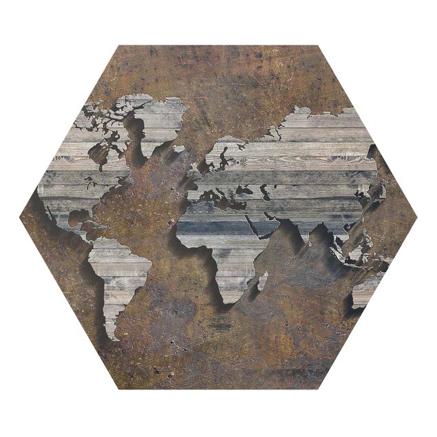 Quadros forex Wooden Grid World Map
