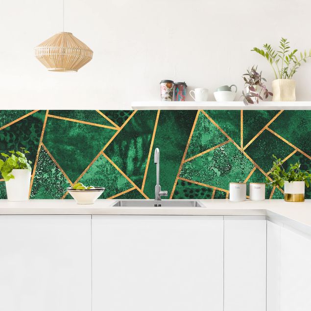 painel anti salpicos cozinha Dark Emerald With Gold