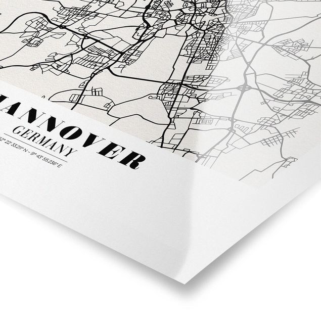 decoração quadros Hannover City Map - Classic