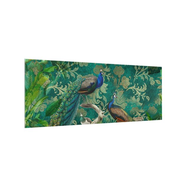 Painel antisalpicos Shabby Chic Collage - Noble Peacock II