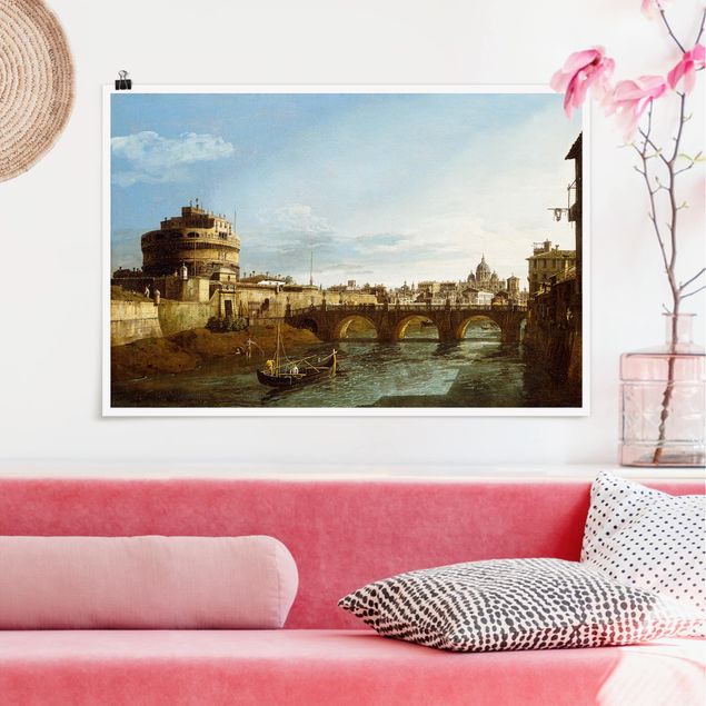 Quadros movimento artístico Expressionismo Bernardo Bellotto - View of Rome looking West