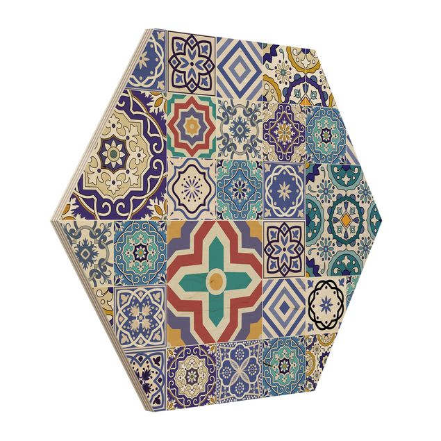 Quadros hexagonais Backsplash - Elaborate Portoguese Tiles