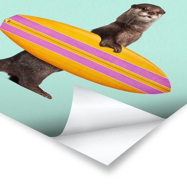 Posters quadros famosos Otter With Surfboard