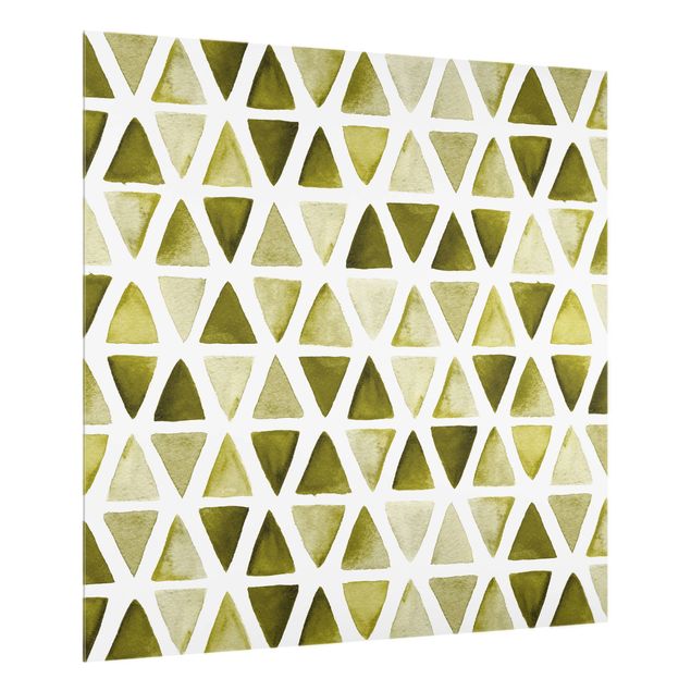 painéis antisalpicos Olive Coloured Watercolour Triangles