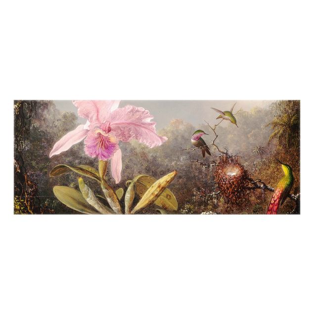 Painel antisalpicos Martin Johnson Heade - Orchid And Three Hummingbirds