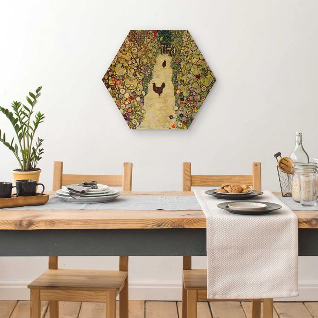 Quadros por movimento artístico Gustav Klimt - Garden Path with Hens