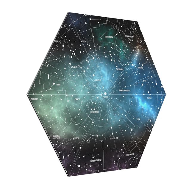 quadros decorativos para sala modernos Stellar Constellation Map Galactic Nebula