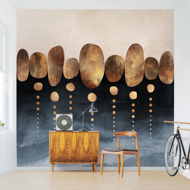 papel de parede para quarto de casal moderno Abstract Golden Stones