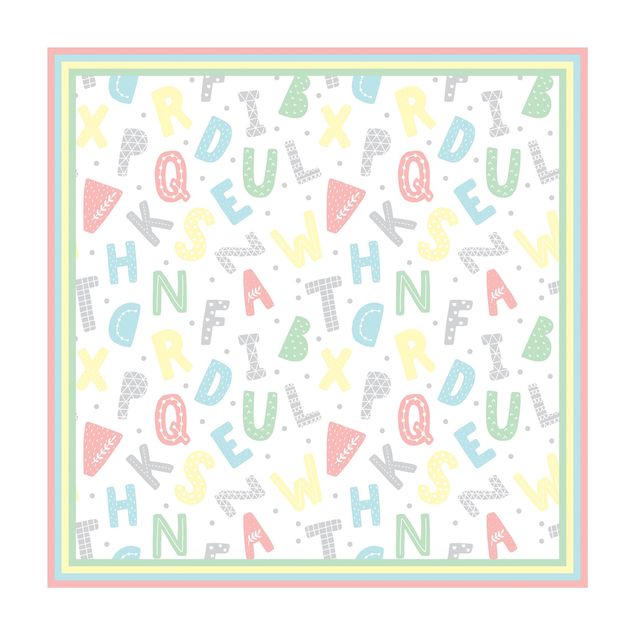 tapete pequenininho Alphabet In Pastel Colours With Frame