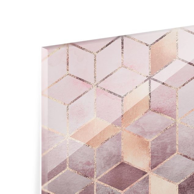 Painel anti-salpicos de cozinha Pink Gray Golden Geometry