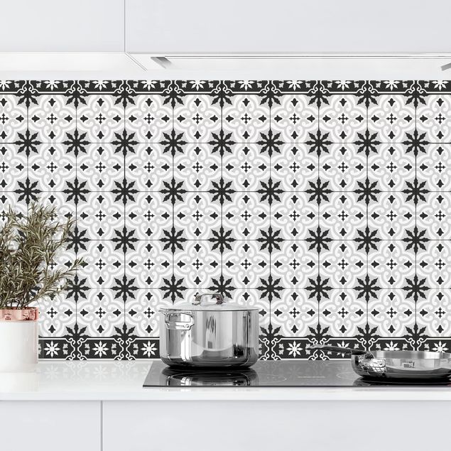 decoraçao para parede de cozinha Geometrical Tile Mix Cross Black