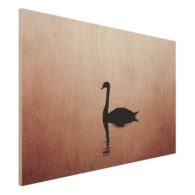 decoraçao para parede de cozinha Swan In Sunset