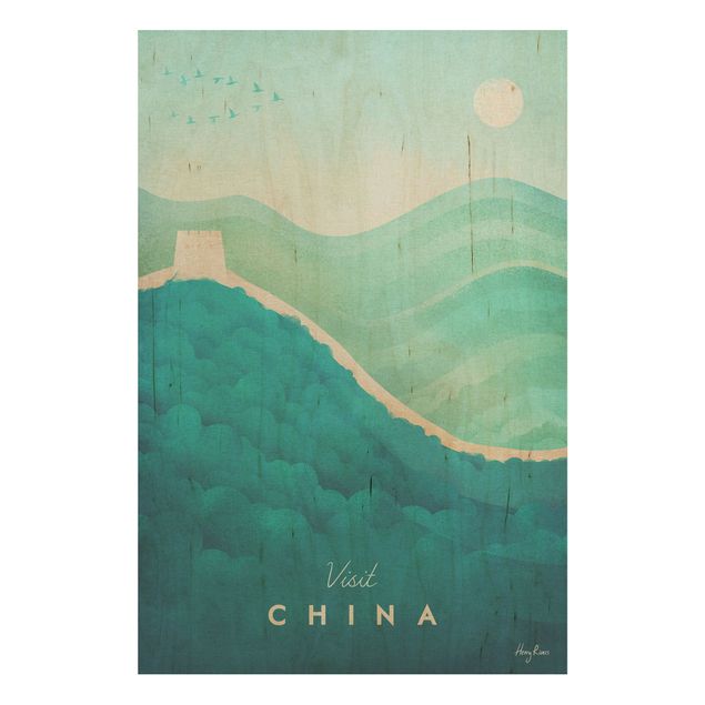 Quadros em madeira vintage Travel Poster - China