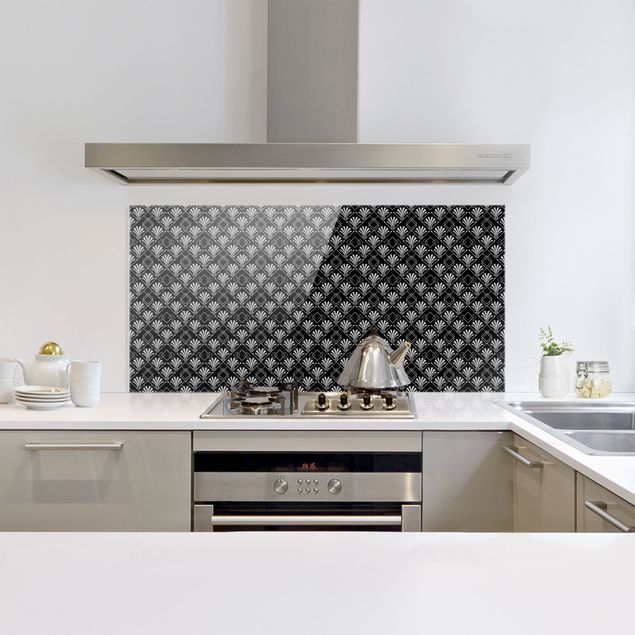 Painel anti-salpicos de cozinha padrões Glitter Look With Art Deko Pattern On Black