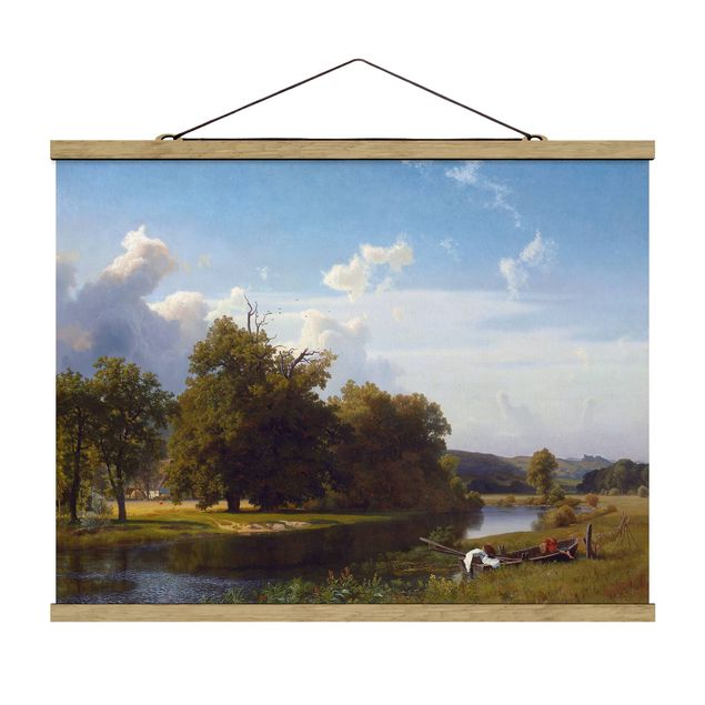 Quadros paisagens Albert Bierstadt - A River Landscape, Westphalia