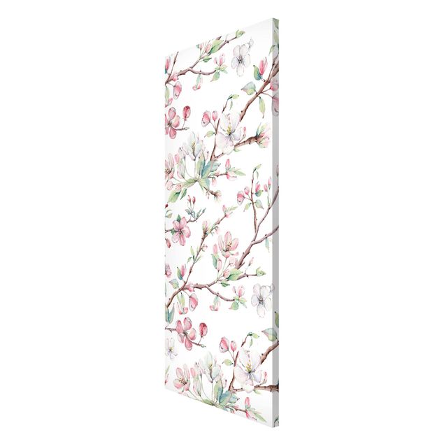Quadros florais Watercolour Branches Of Apple Blossom In Light Pink And White