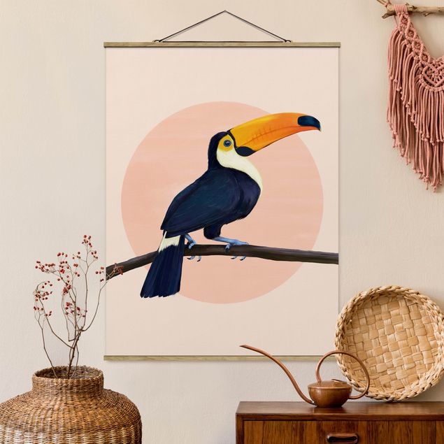 decoraçao para parede de cozinha Illustration Bird Toucan Painting Pastel