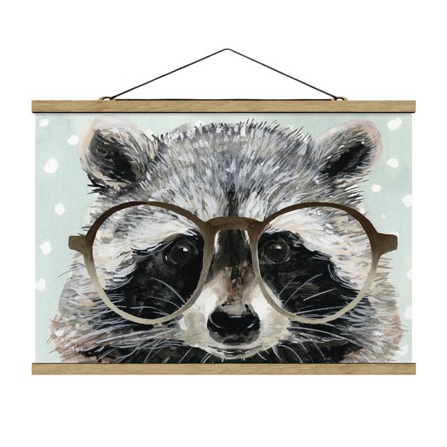 Quadros animais Animals With Glasses - Raccoon