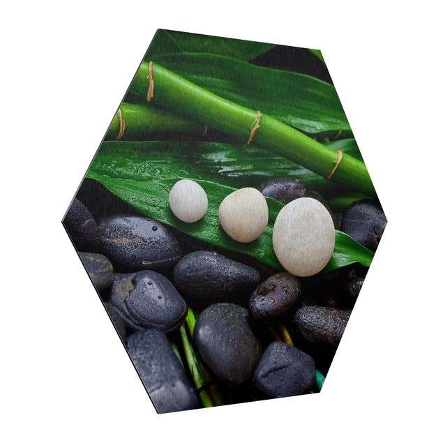 quadro com flores Green Bamboo With Zen Stones