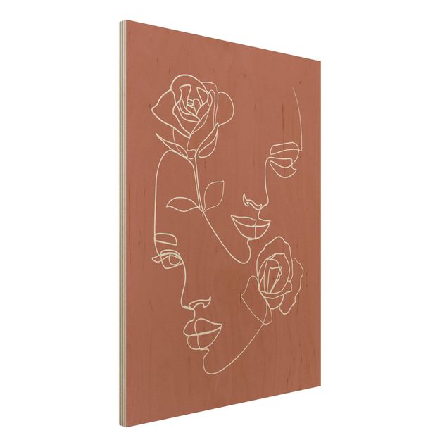 decoraçoes cozinha Line Art Faces Women Roses Copper