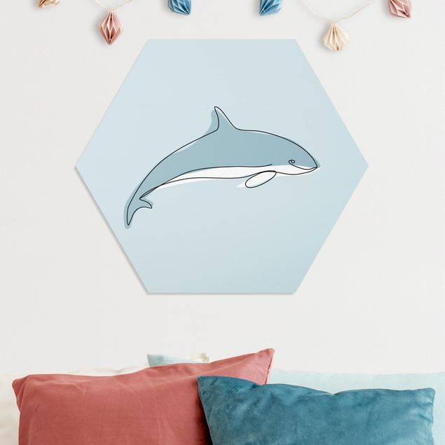decoração quarto bebé Dolphin Line Art