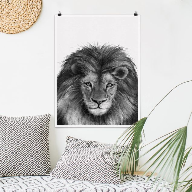 Quadros leões Illustration Lion Monochrome Painting