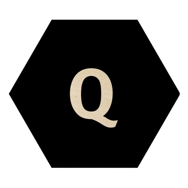 Quadros hexagonais Letter Black Q
