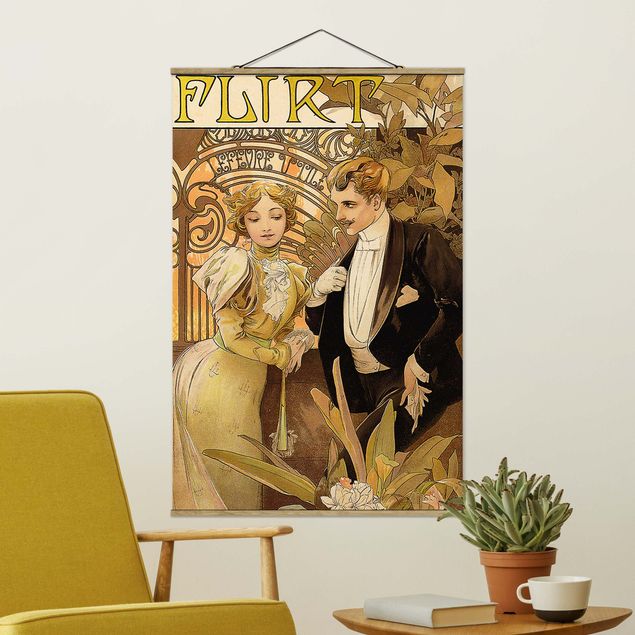 Quadros movimento artístico Art Déco Alfons Mucha - Advertising Poster For Flirt Biscuits