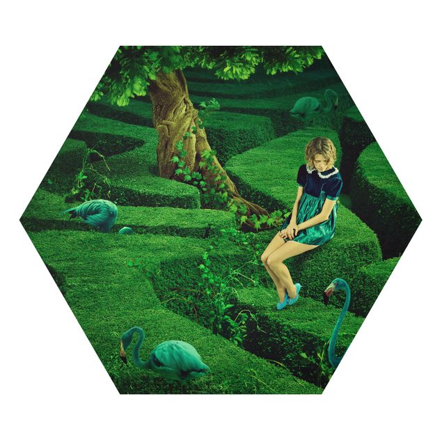 quadros decorativos verde Woman in the Labyrinth