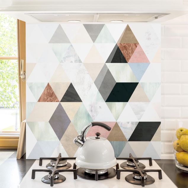decoraçoes cozinha Watercolor Mosaic With Triangles I