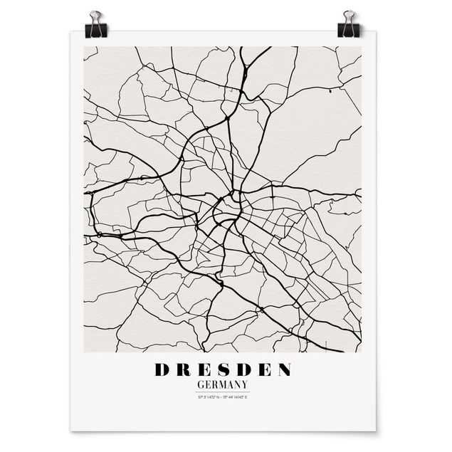Posters cidades e paisagens urbanas Dresden City Map - Classical