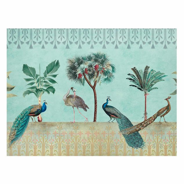 Quadros magnéticos flores Vintage Collage - Tropical Bird With Palm Trees