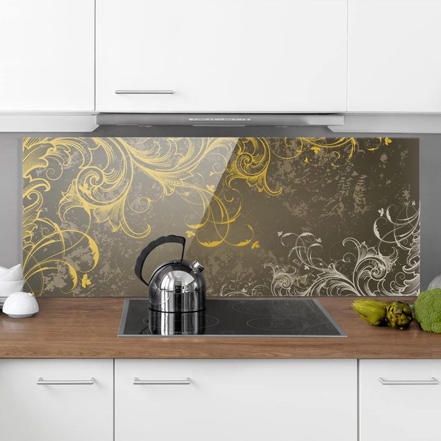 decoraçao para parede de cozinha Flourishes In Gold And Silver