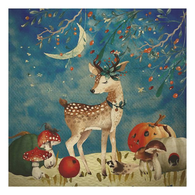 Quadros de Uta Naumann Watercolour Deer In Moonlight