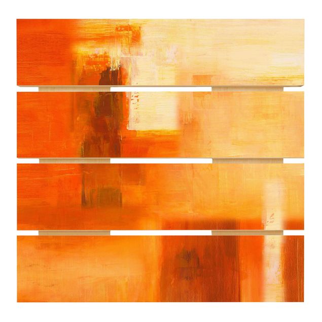 quadros em madeira para decoração Composition In Orange And Brown 02