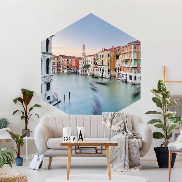 Papel de parede hexagonal Grand Canal View From The Rialto Bridge Venice