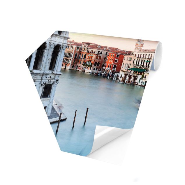 Papel de parede com verde Grand Canal View From The Rialto Bridge Venice