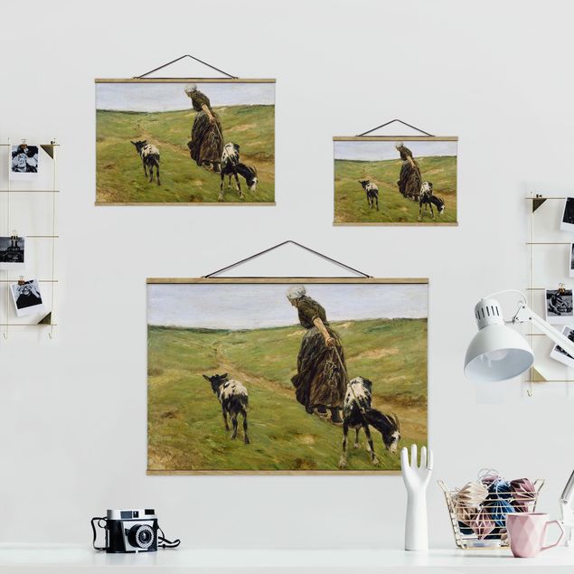 quadros decorativos para sala modernos Max Liebermann - Woman with Nanny-Goats in the Dunes