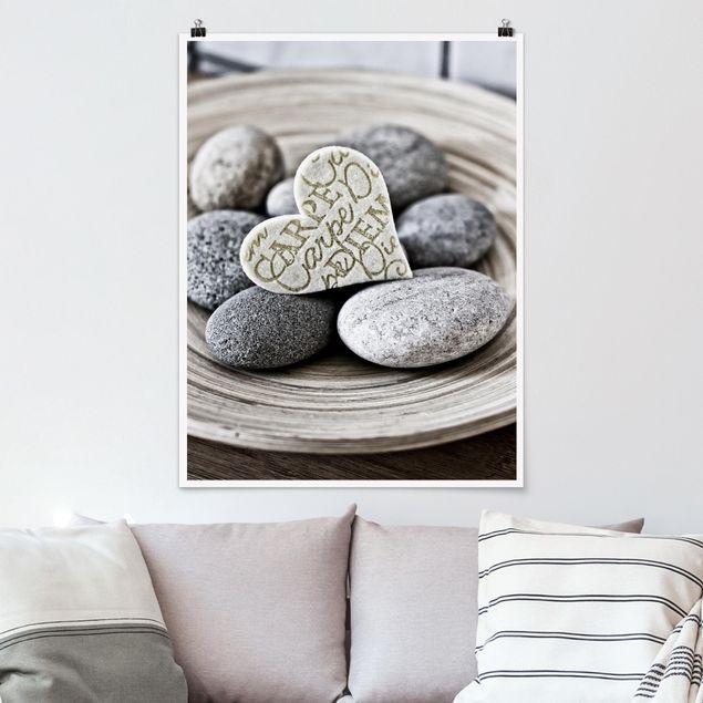 decoraçao para parede de cozinha Carpe Diem Heart With Stones
