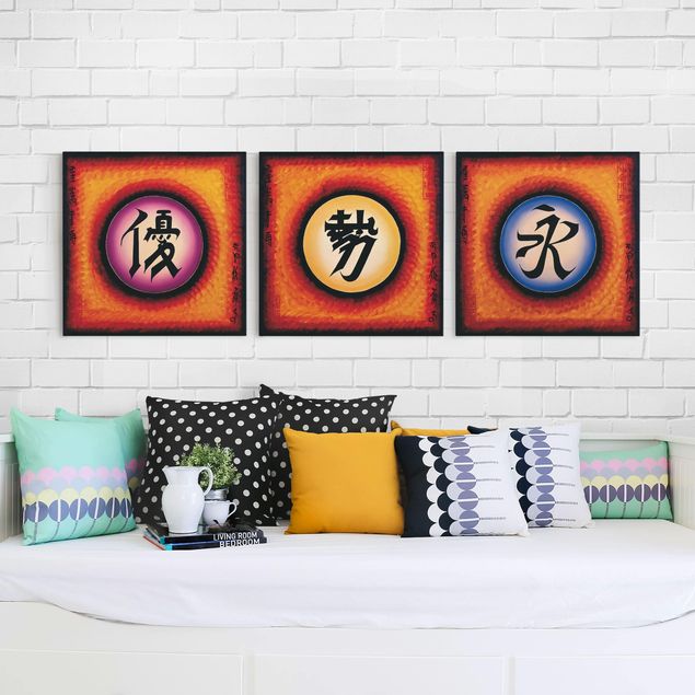 Telas decorativas frases Chinese Characters Trio