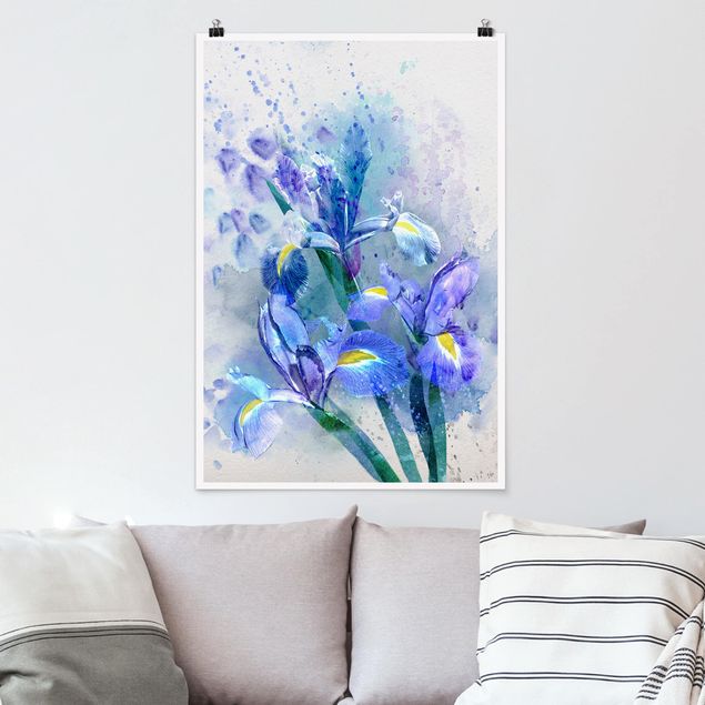 decoraçao para parede de cozinha Watercolour Flowers Iris