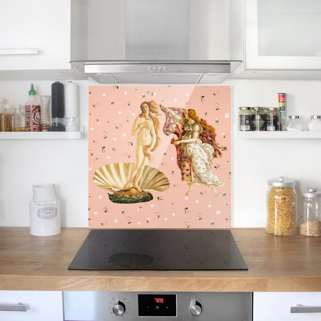 Painel antisalpicos The Venus By Botticelli On Pink