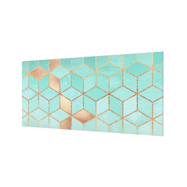 Painel anti-salpicos de cozinha Turquoise White Golden Geometry