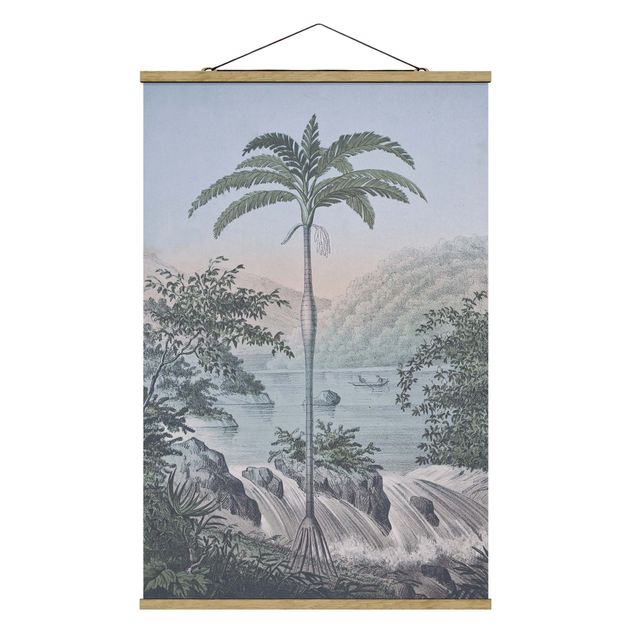 Quadros natureza Vintage Illustration - Landscape With Palm Tree