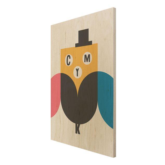 Quadros em madeira CMYK Owl Graphic Art