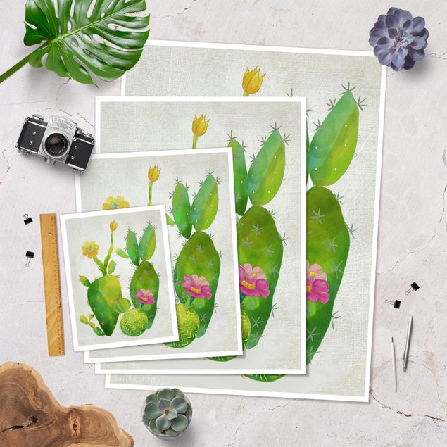 posters decorativos Cactus Family In Pink And Yellow
