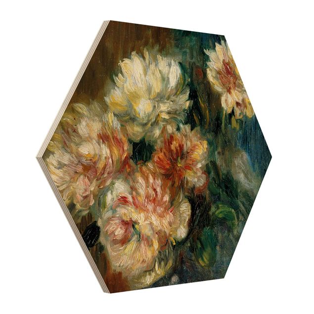 Quadros em madeira flores Auguste Renoir - Vase of Peonies