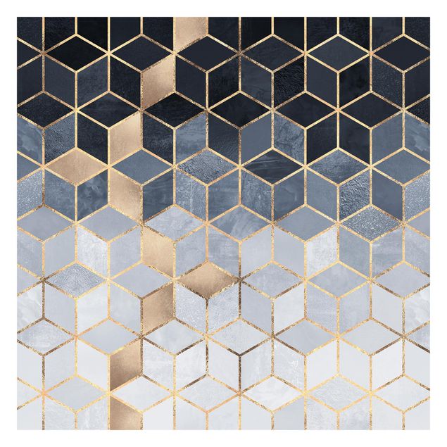 Quadros de Elisabeth Fredriksson Blue White Golden Geometry