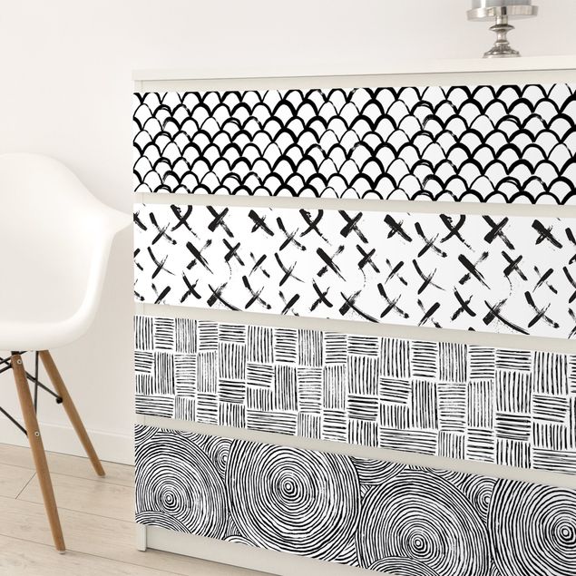 decoraçao para parede de cozinha Set Of 4 Modern Brushstroke Patterns