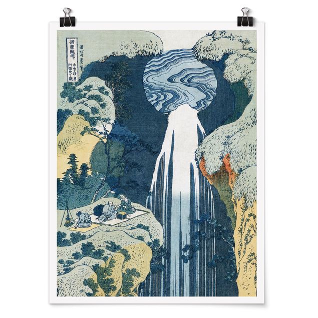 Posters quadros famosos Katsushika Hokusai - The Waterfall of Amida behind the Kiso Road
